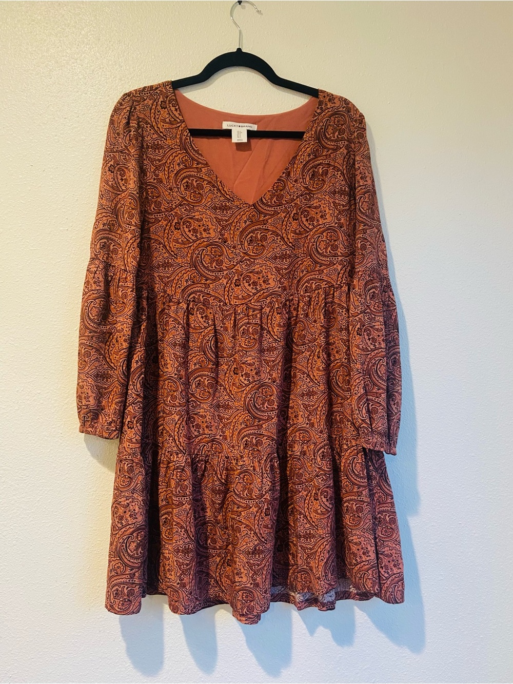 Lucky Brand V-Neck Mini/Knee Dress S Flowy Cottage Minimal Boho